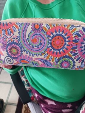 Source Unknown Multicolor Paisley Floral Canvas Cosmetic Bag